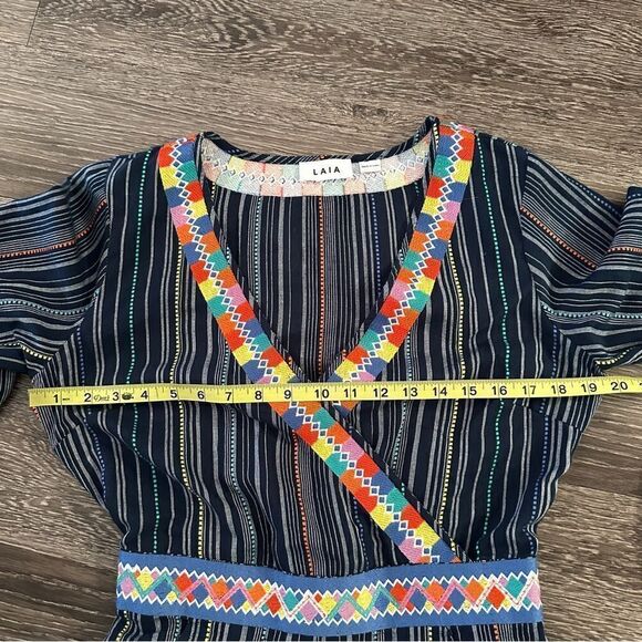 LAIA Multicolor Striped Embroidered Long Sleeve Romper - Picture 8 of 10